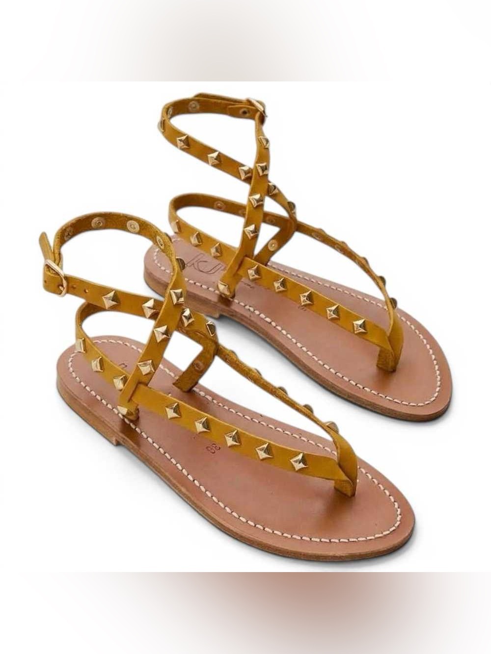 NIB K. Jacques "Deltapyr" Strappy Sandal Citron Yellow EU 38 US 7.5 Bohemian
